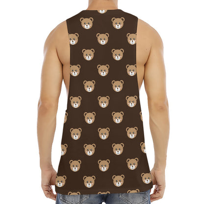 Cute Baby Grizzly Bear Pattern Print Men's Muscle Tank Top