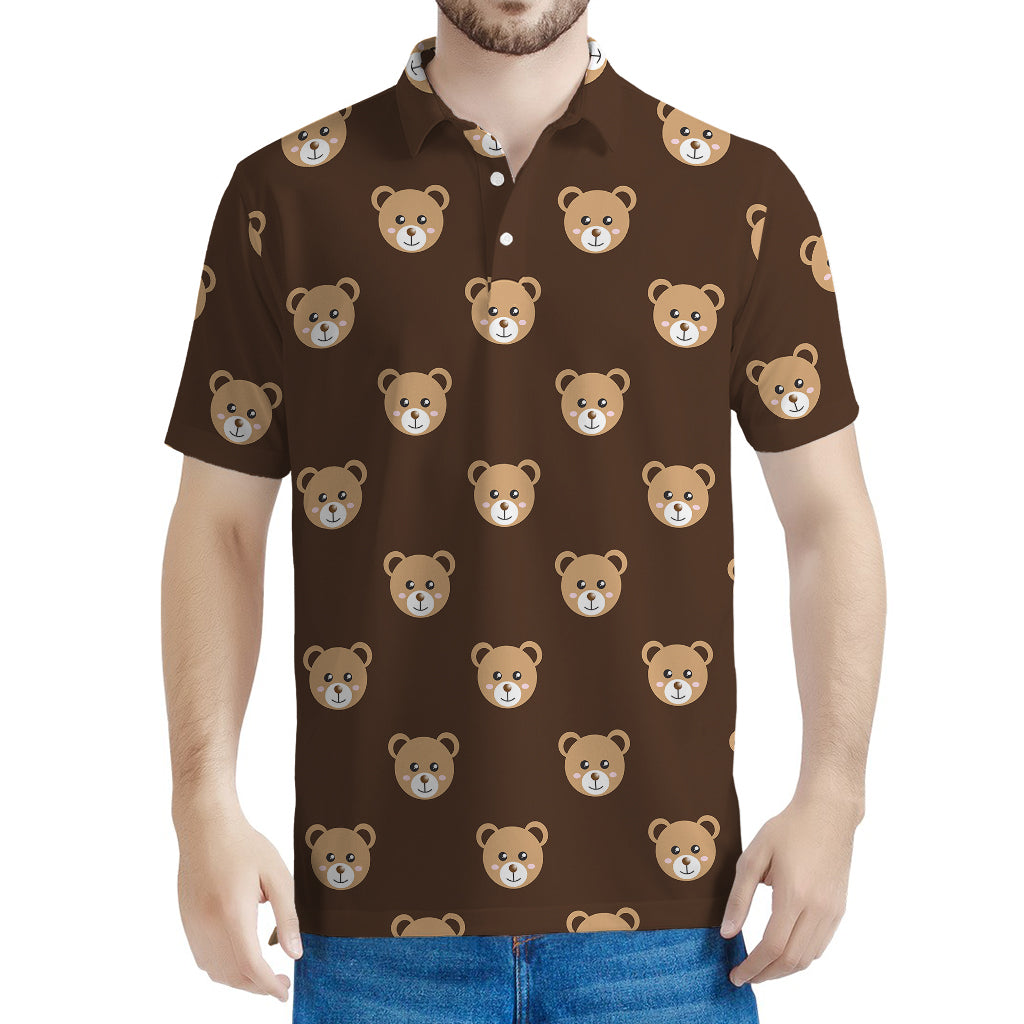 Cute Baby Grizzly Bear Pattern Print Men's Polo Shirt