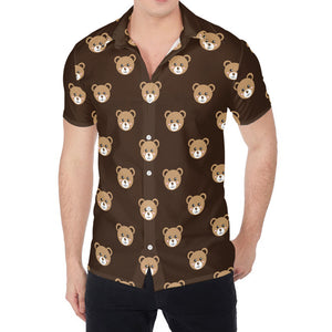 Cute Baby Grizzly Bear Pattern Print Men's Shirt