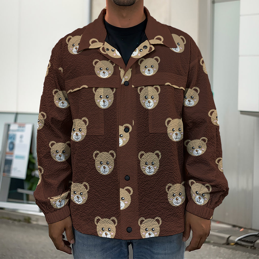 Cute Baby Grizzly Bear Pattern Print Men's Shirt Jacket