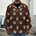 Cute Baby Grizzly Bear Pattern Print Men's Shirt Jacket