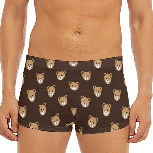 Cute Baby Grizzly Bear Pattern Print Men's Short Boxer Briefs