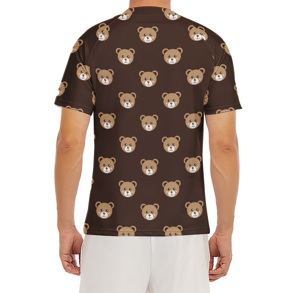 Cute Baby Grizzly Bear Pattern Print Men's Short Sleeve Rash Guard