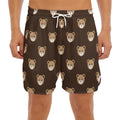 Cute Baby Grizzly Bear Pattern Print Men's Split Running Shorts