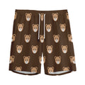 Cute Baby Grizzly Bear Pattern Print Men's Athletic Shorts