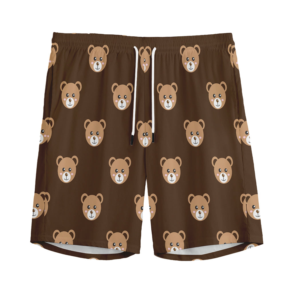 Cute Baby Grizzly Bear Pattern Print Men's Sports Shorts