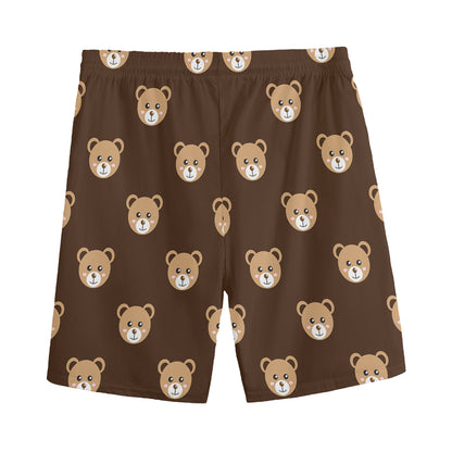 Cute Baby Grizzly Bear Pattern Print Men's Sports Shorts