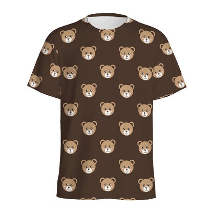 Cute Baby Grizzly Bear Pattern Print Men's Sports T-Shirt