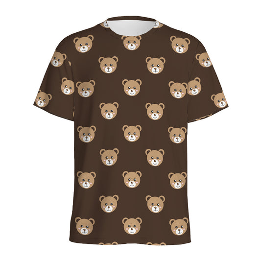 Cute Baby Grizzly Bear Pattern Print Men's Sports T-Shirt