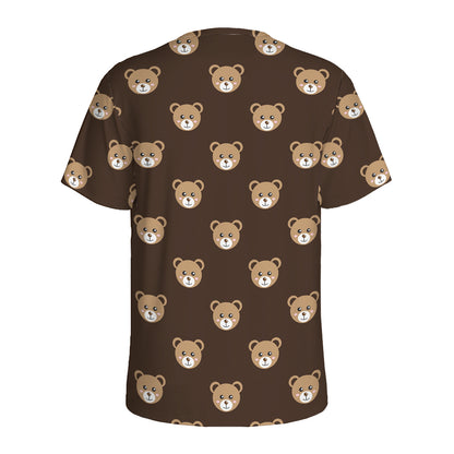 Cute Baby Grizzly Bear Pattern Print Men's Sports T-Shirt