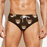 Cute Baby Grizzly Bear Pattern Print Men's Swim Briefs