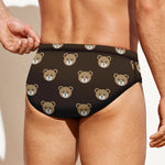 Cute Baby Grizzly Bear Pattern Print Men's Swim Briefs