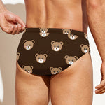 Cute Baby Grizzly Bear Pattern Print Men's Swim Briefs