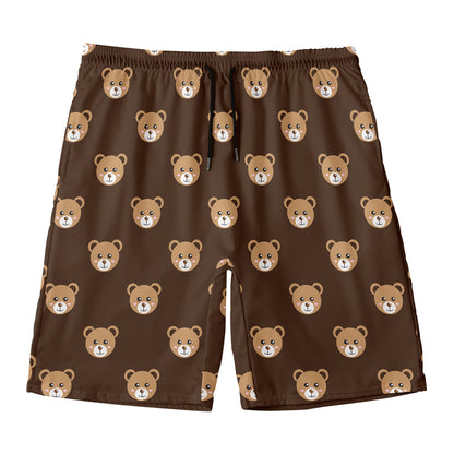 Cute Baby Grizzly Bear Pattern Print Men's Swim Trunks
