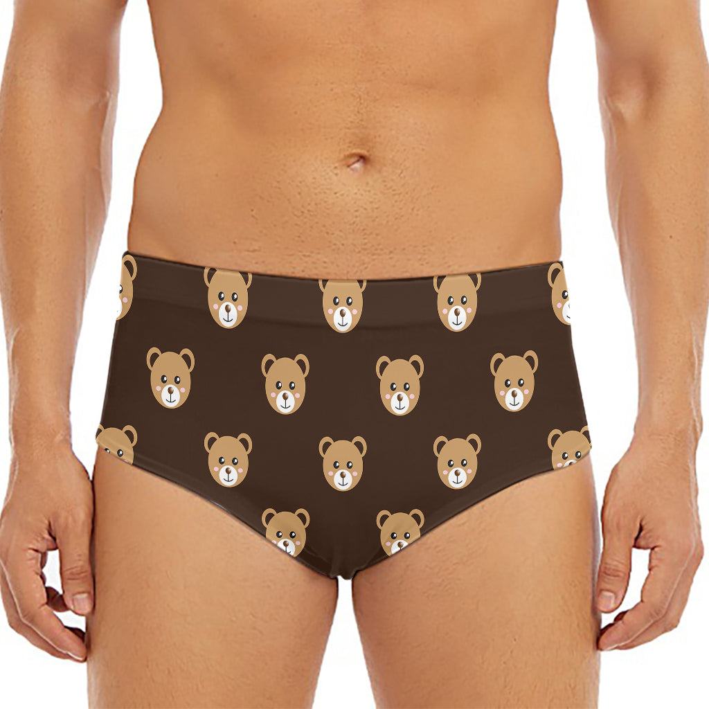 Cute Baby Grizzly Bear Pattern Print Men's Triangle Swim Briefs