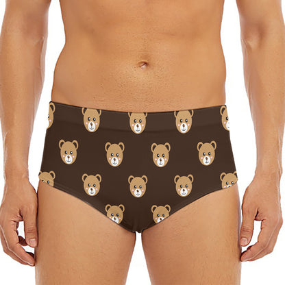 Cute Baby Grizzly Bear Pattern Print Men's Triangle Swim Briefs