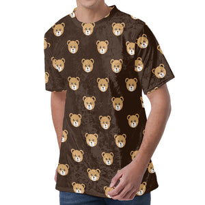 Cute Baby Grizzly Bear Pattern Print Men's Velvet T-Shirt