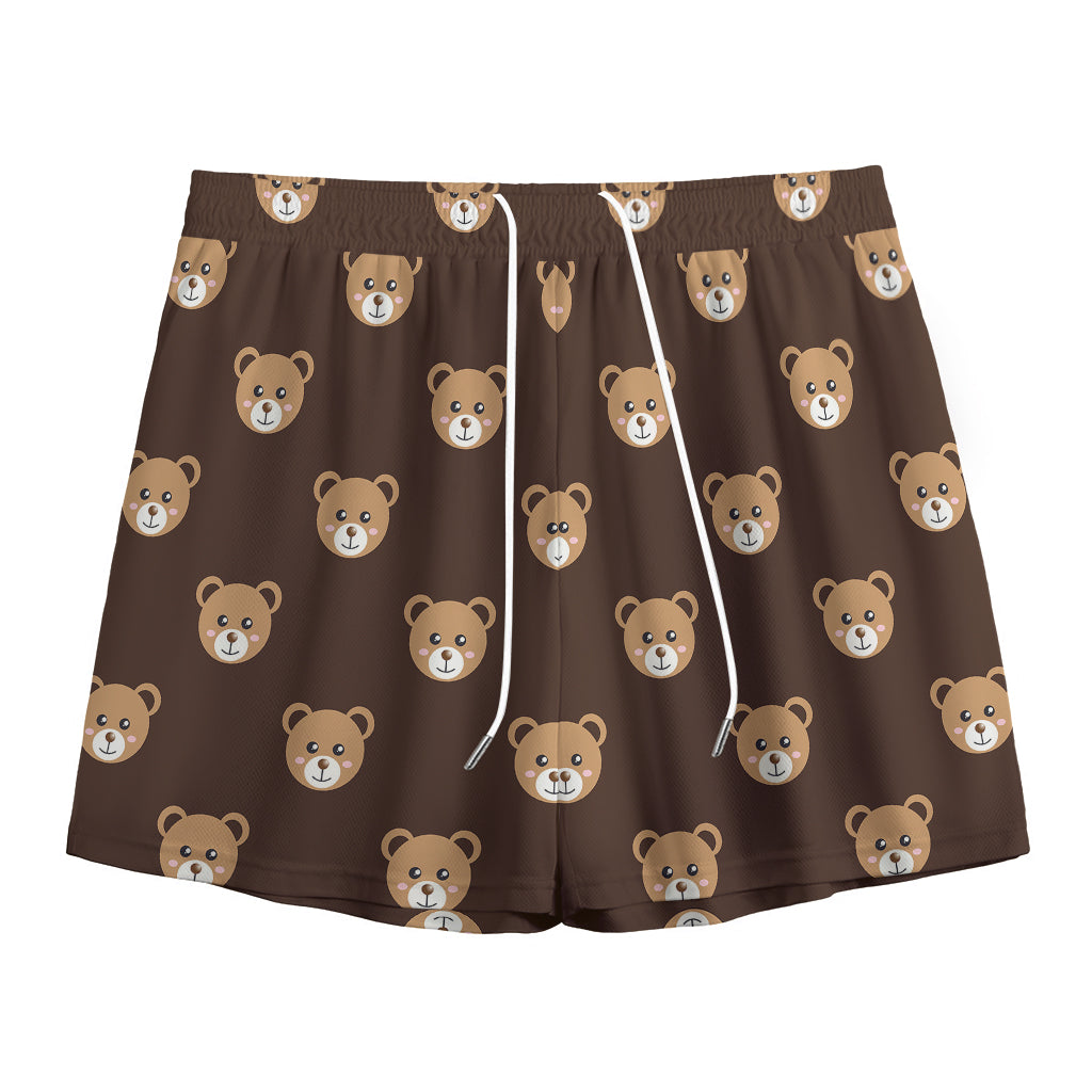 Cute Baby Grizzly Bear Pattern Print Mesh Shorts