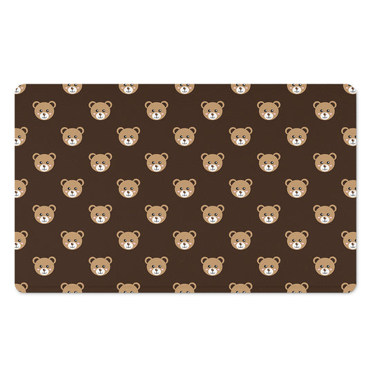 Cute Baby Grizzly Bear Pattern Print Polyester Doormat