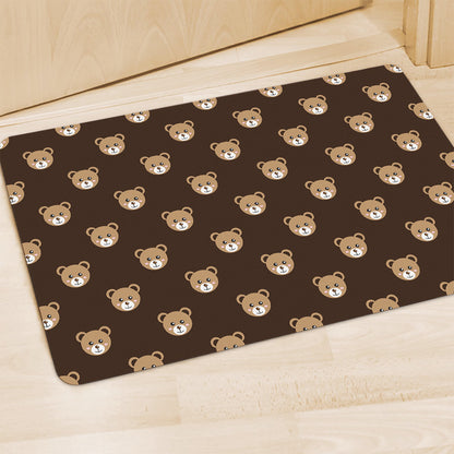Cute Baby Grizzly Bear Pattern Print Polyester Doormat