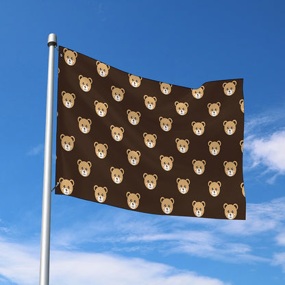 Cute Baby Grizzly Bear Pattern Print Polyester Flag