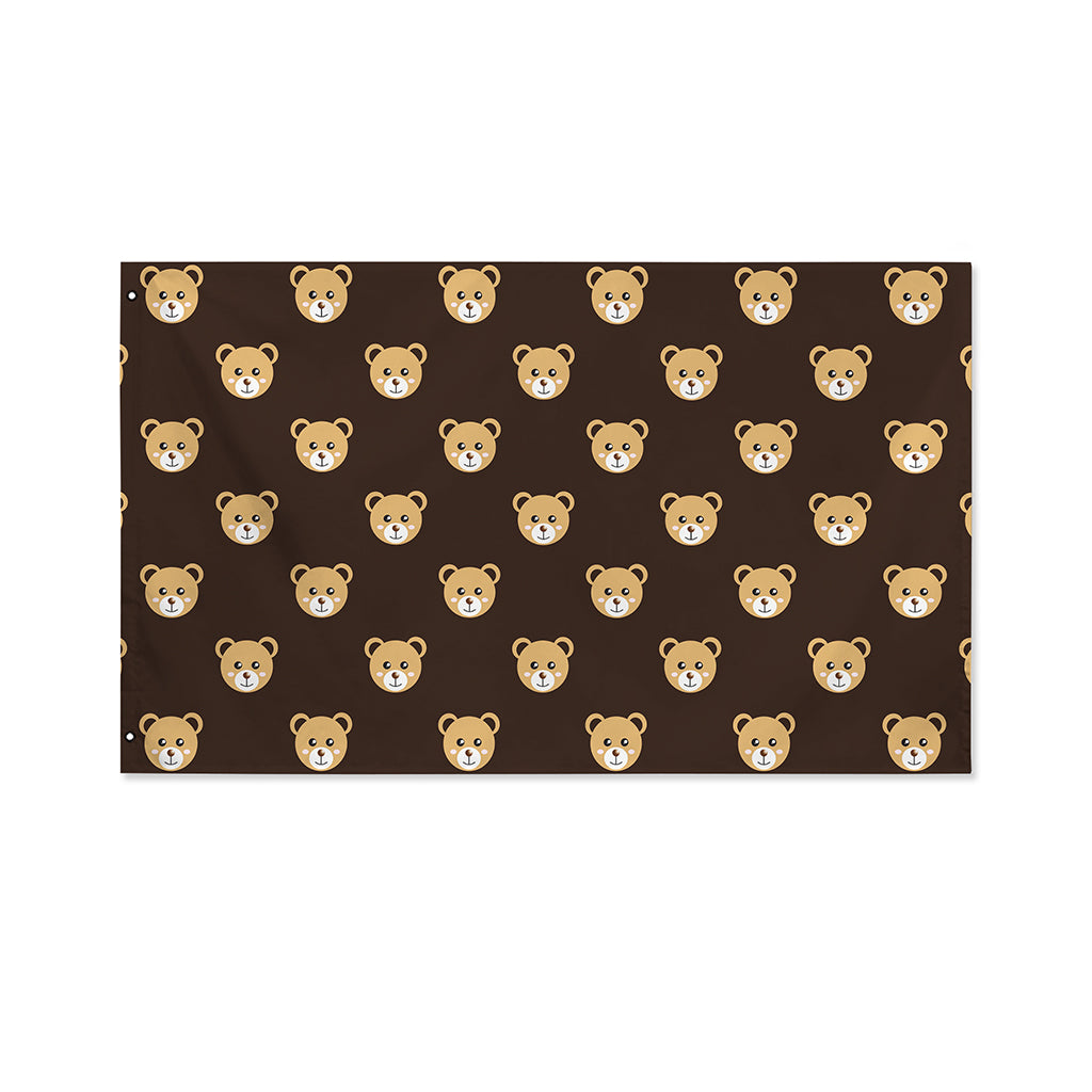 Cute Baby Grizzly Bear Pattern Print Polyester Flag