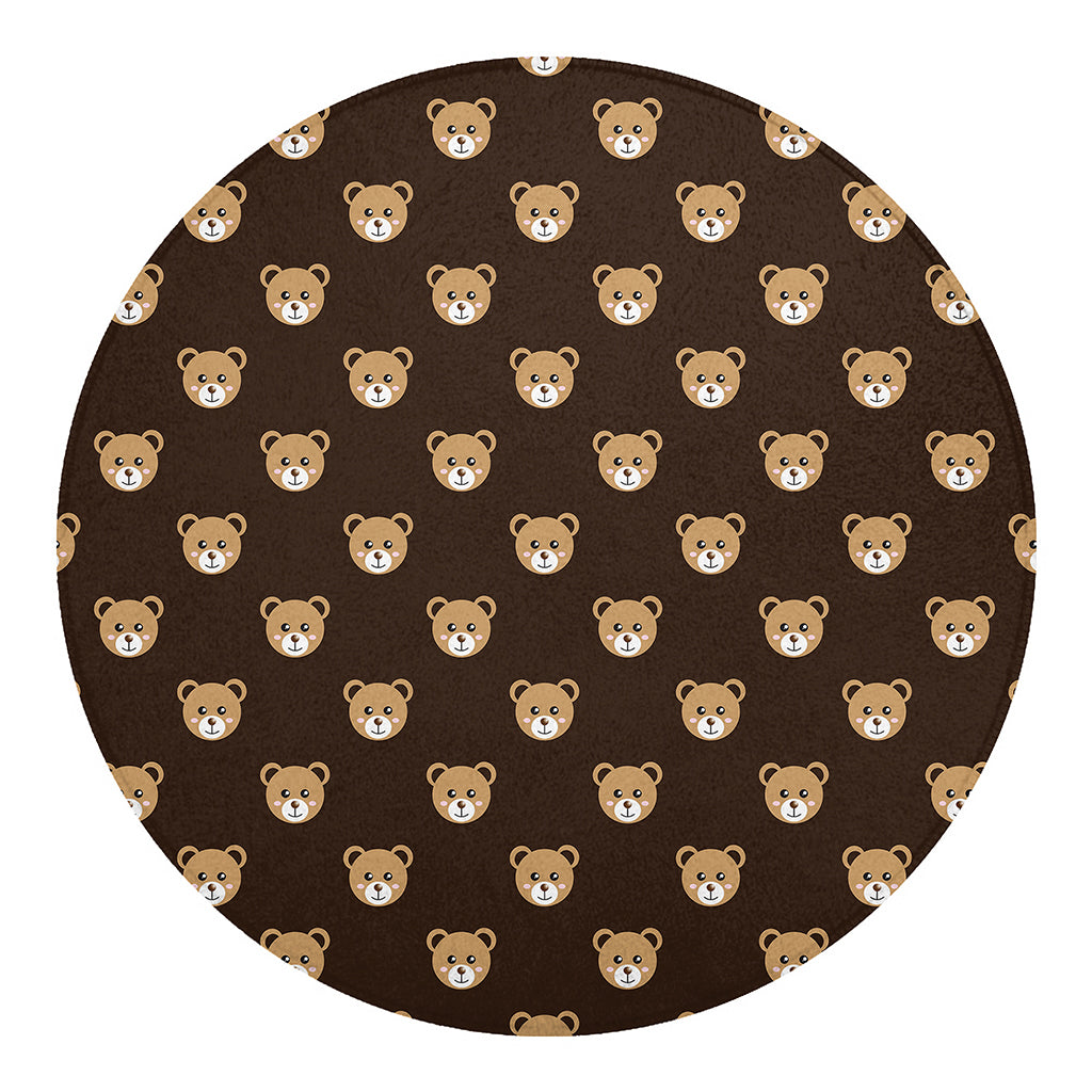 Cute Baby Grizzly Bear Pattern Print Round Blanket