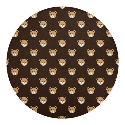 Cute Baby Grizzly Bear Pattern Print Round Blanket