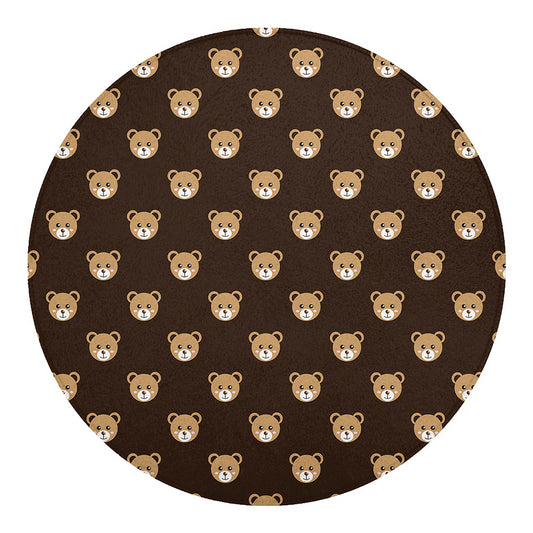Cute Baby Grizzly Bear Pattern Print Round Blanket