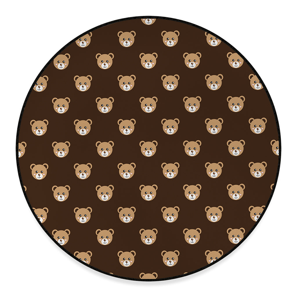 Cute Baby Grizzly Bear Pattern Print Round Floor Mat