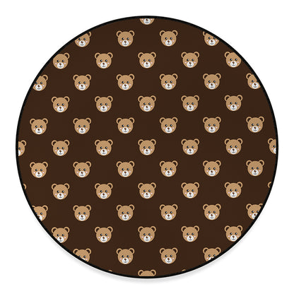 Cute Baby Grizzly Bear Pattern Print Round Floor Mat