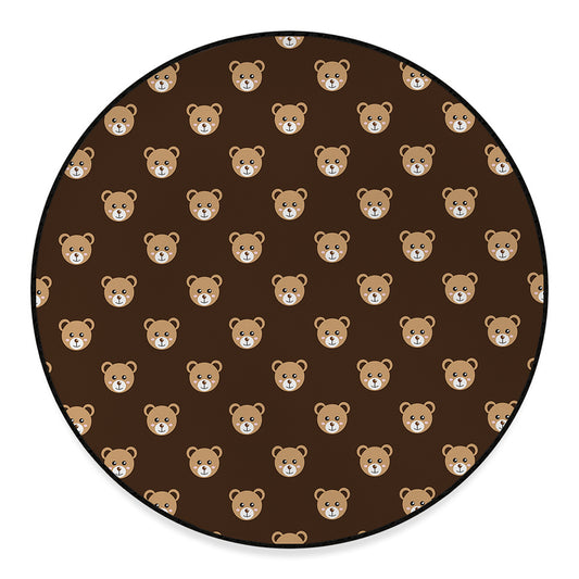 Cute Baby Grizzly Bear Pattern Print Round Floor Mat