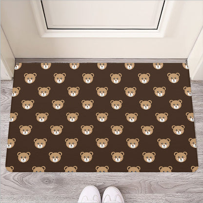 Cute Baby Grizzly Bear Pattern Print Rubber Doormat