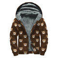 Cute Baby Grizzly Bear Pattern Print Sherpa Lined Zip Up Hoodie