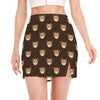 Cute Baby Grizzly Bear Pattern Print Side Slit Mini Skirt