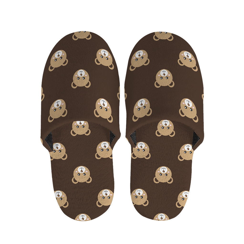 Cute Baby Grizzly Bear Pattern Print Slippers