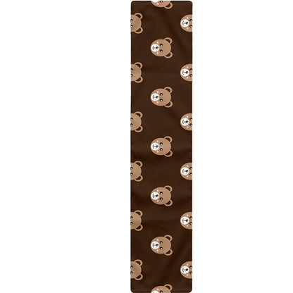 Cute Baby Grizzly Bear Pattern Print Table Runner