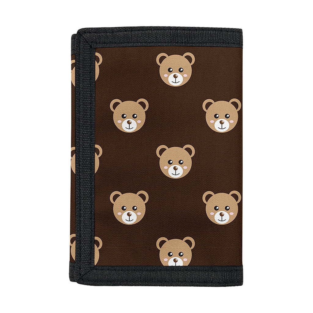 Cute Baby Grizzly Bear Pattern Print Trifold Wallet