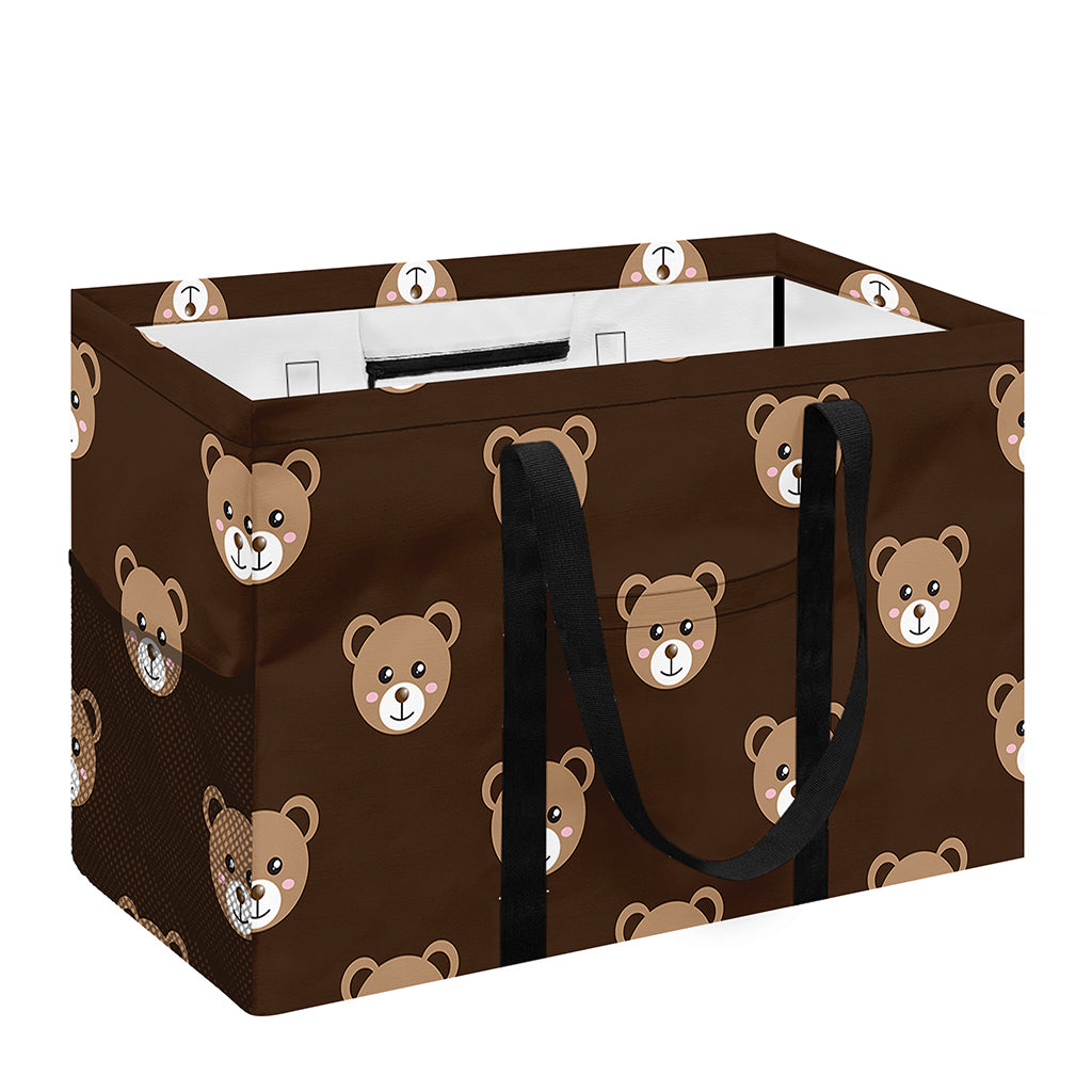 Cute Baby Grizzly Bear Pattern Print Utility Tote Bag