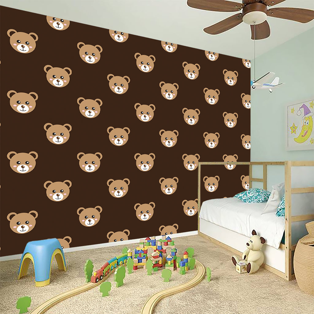 Cute Baby Grizzly Bear Pattern Print Wall Sticker