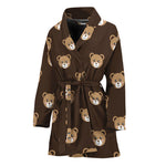 Cute Baby Grizzly Bear Pattern Print Women's Bathrobe