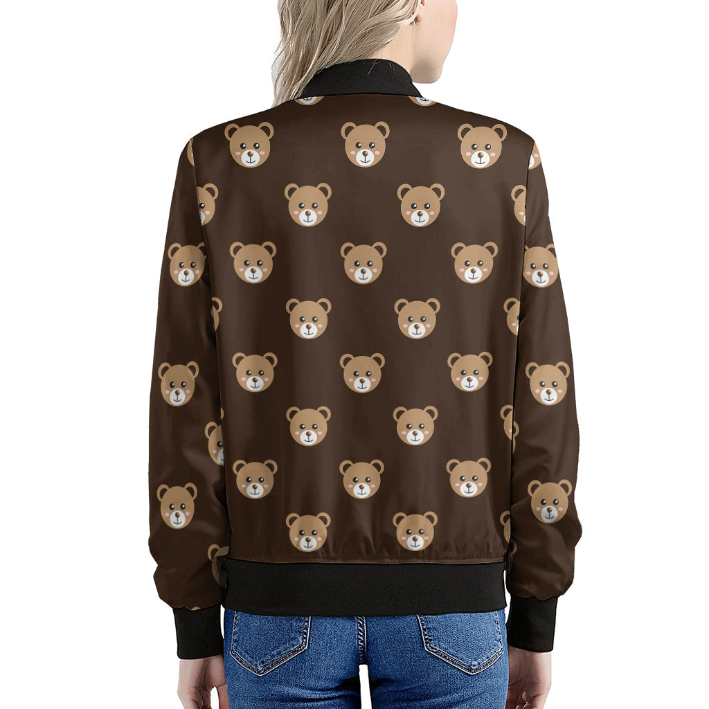 Cute Baby Grizzly Bear Pattern Print Women's Bomber Jacket