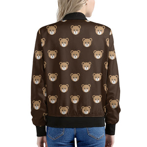 Cute Baby Grizzly Bear Pattern Print Women's Bomber Jacket