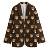 Cute Baby Grizzly Bear Pattern Print Women's Cotton Blazer