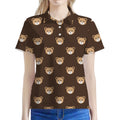 Cute Baby Grizzly Bear Pattern Print Women's Polo Shirt