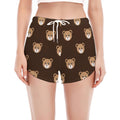 Cute Baby Grizzly Bear Pattern Print Women's Split Running Shorts