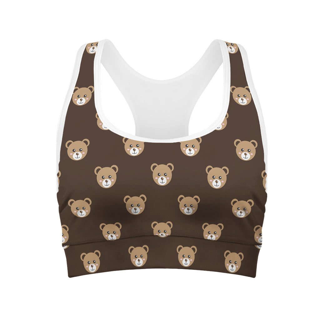Cute Baby Grizzly Bear Pattern Print Women's Sports Bra