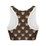 Cute Baby Grizzly Bear Pattern Print Women's Sports Bra
