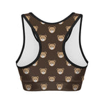Cute Baby Grizzly Bear Pattern Print Women's Sports Bra