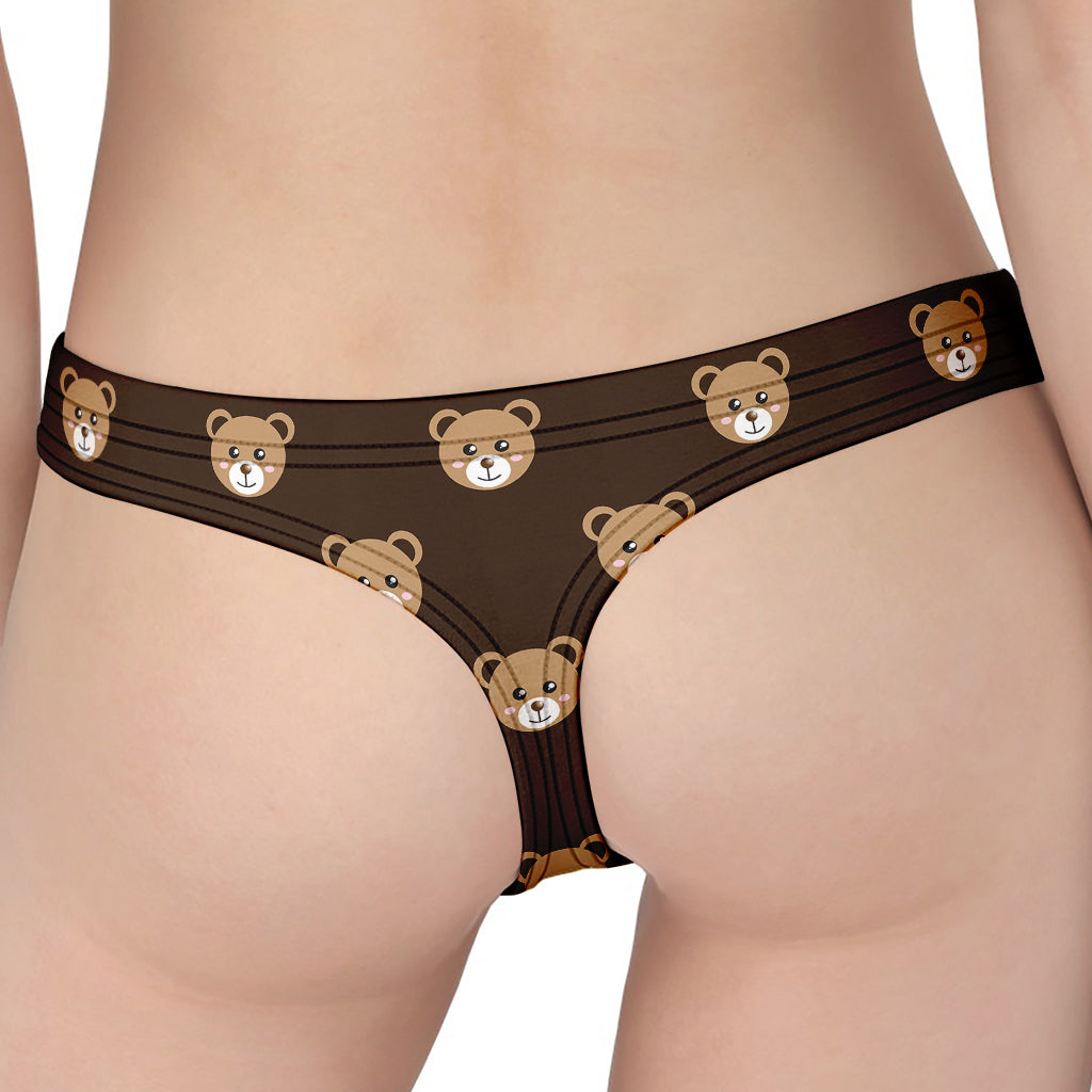 Cute Baby Grizzly Bear Pattern Print Women's Thong